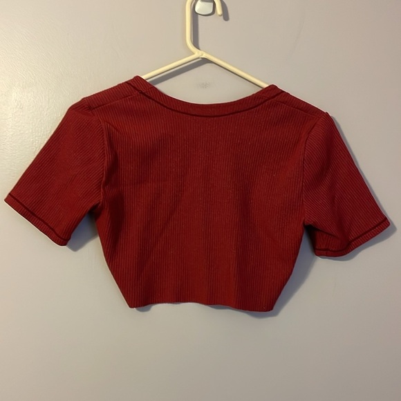 Harley Davidson Embroidered Ribbed Crop Top Maroon size M - Picture 10 of 14